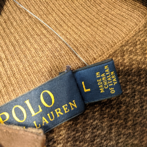 Polo Ralph Lauren Brown herringbone sweater L - Picture 2 of 5